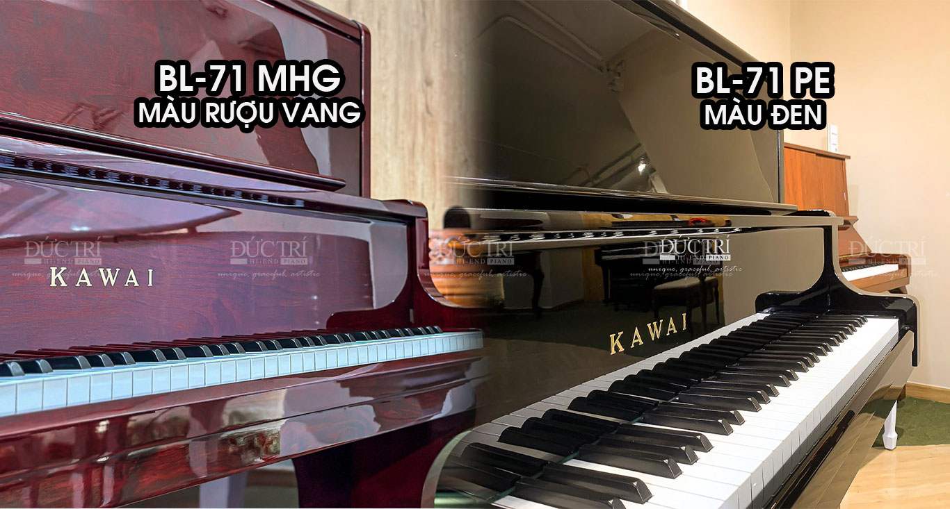 Đàn piano kawai bl71 với hai màu cơ bản: đen bóng và Đỏ rượu vang