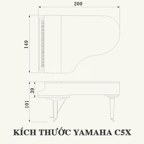 Kích thước đàn piano yamaha c5x