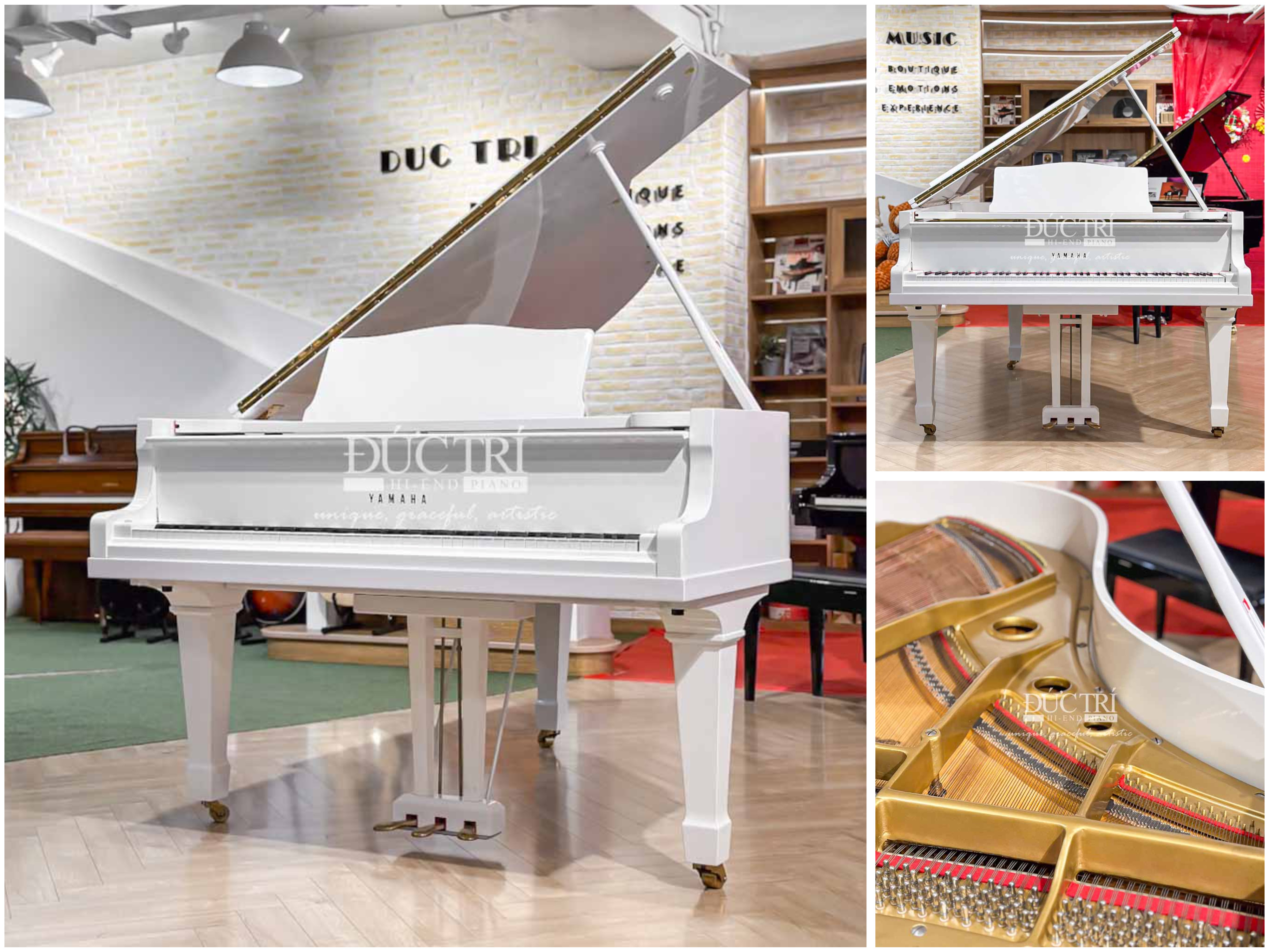 Yamaha G3 màu trắng 1 Đàn Grand Piano Yamaha G3 trắng xinh đẹp lung linh